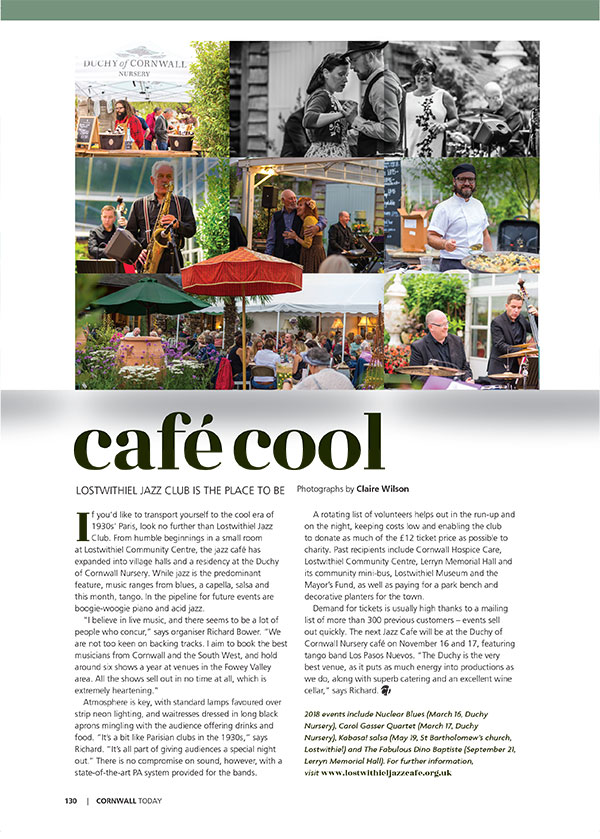 Cornwall Today article about Jazz Cafe